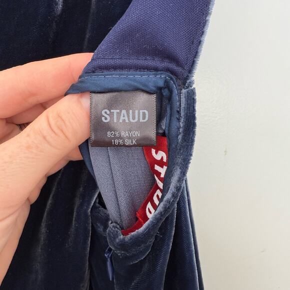 Staud Parker Blue Velvet Maxi Jumpsuit Size 10 - Picture 10 of 10